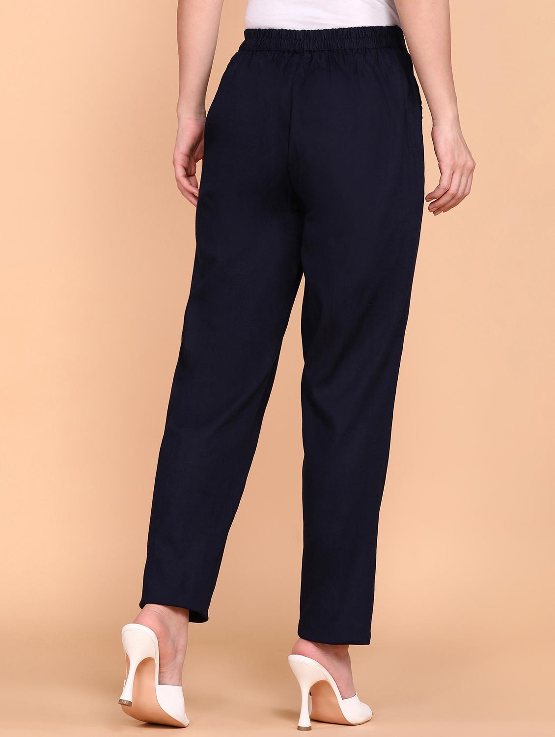 solid navy blue flat front trouser - 21145357 - Standard Image - 2