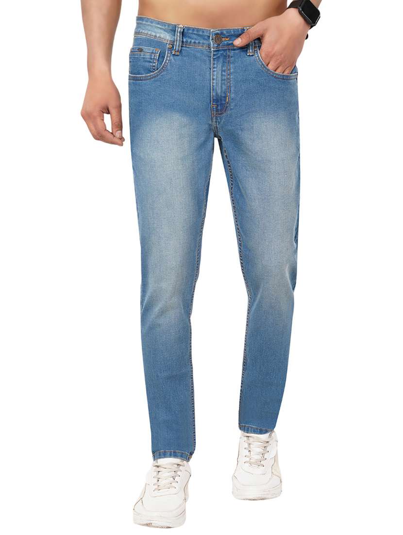 solid light blue denim jeans