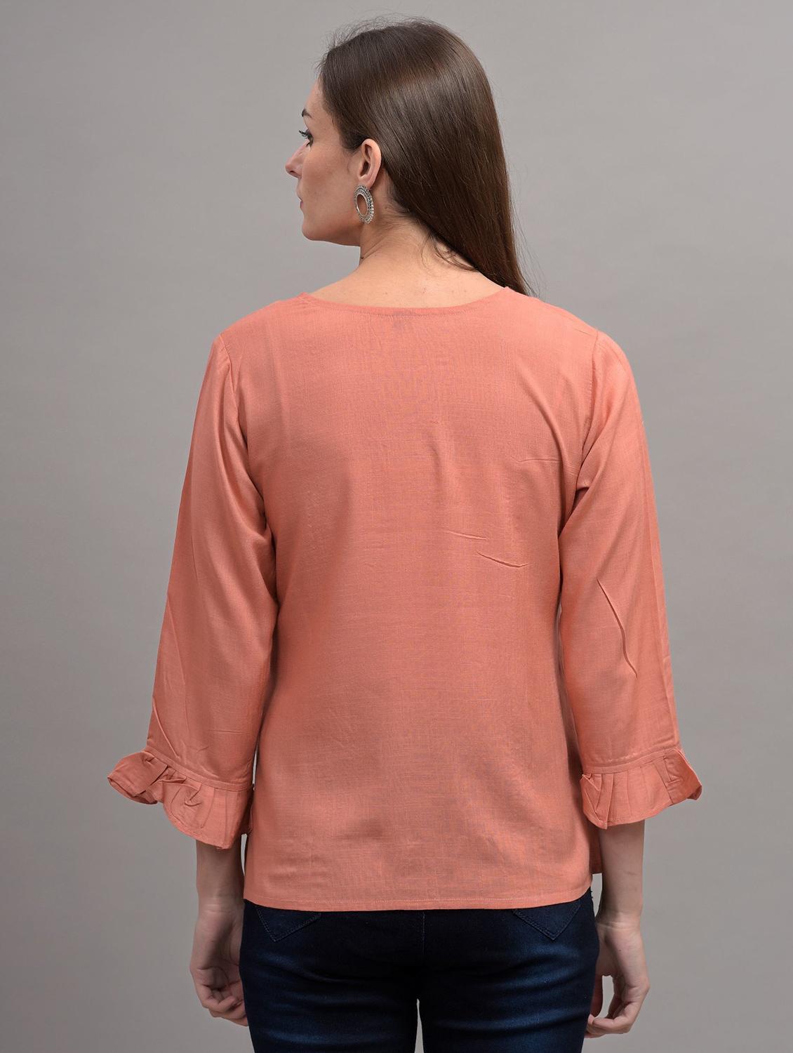 orange embroidered detailed regular top - 21145367 - Standard Image - 2