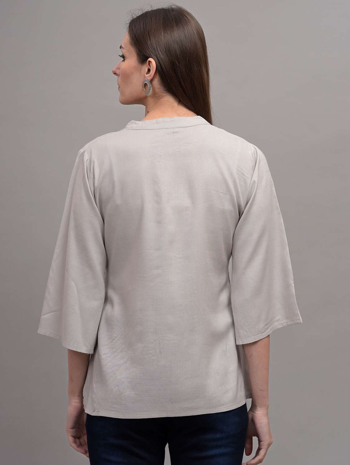 grey embroidered detailed regular top - 21145370 - Standard Image - 2