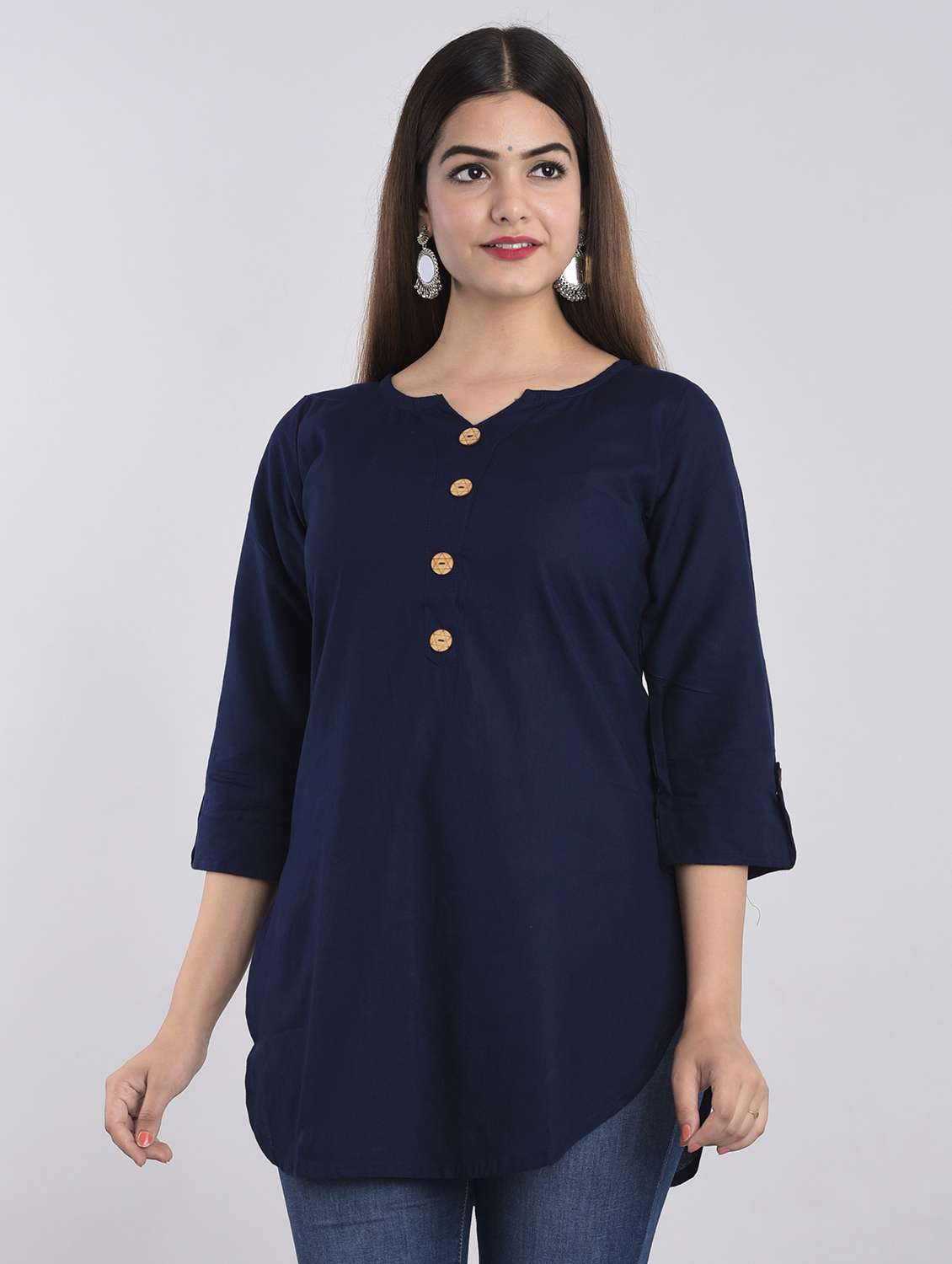 solid navy blue regular tunic