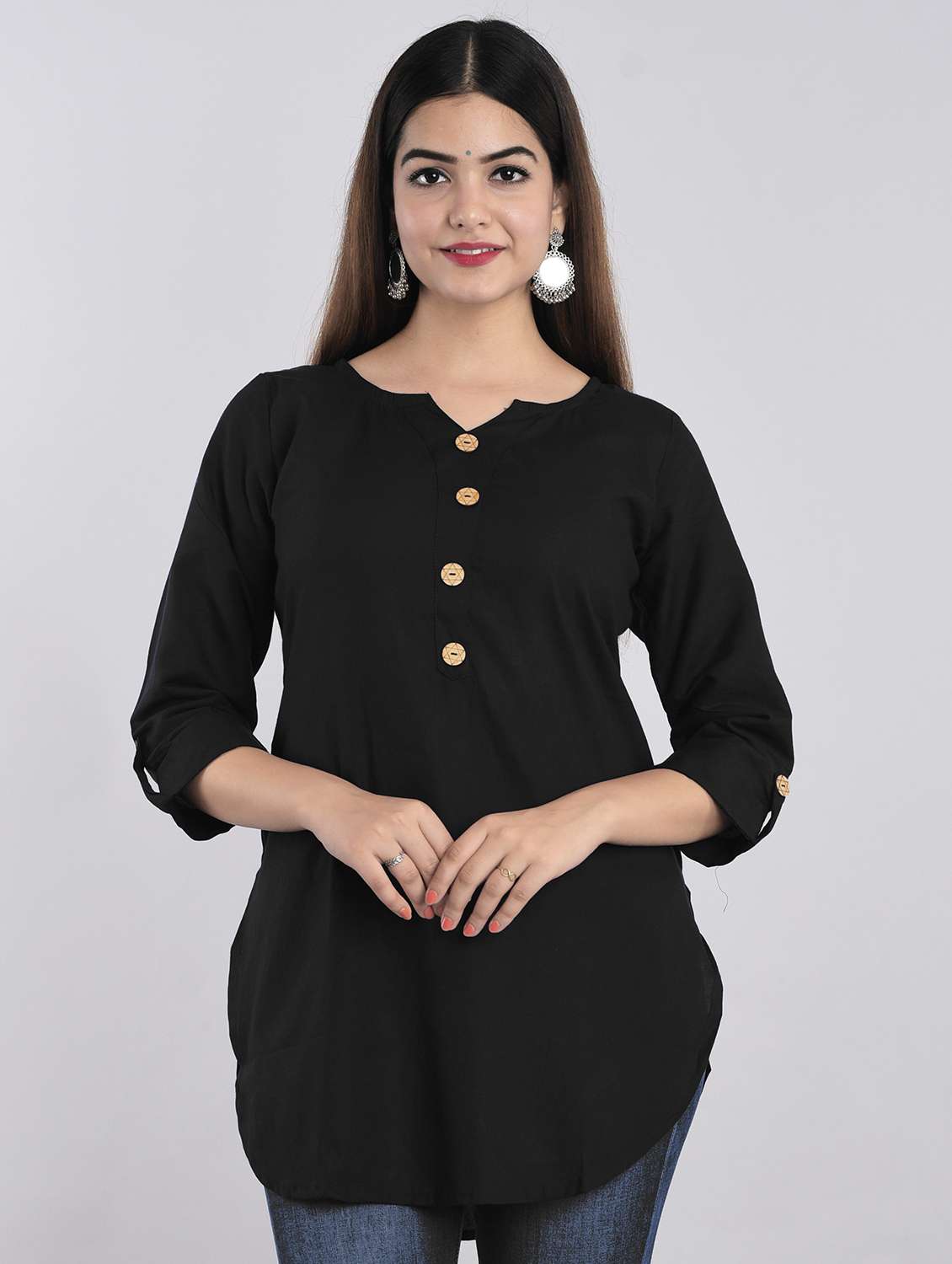 solid black regular tunic