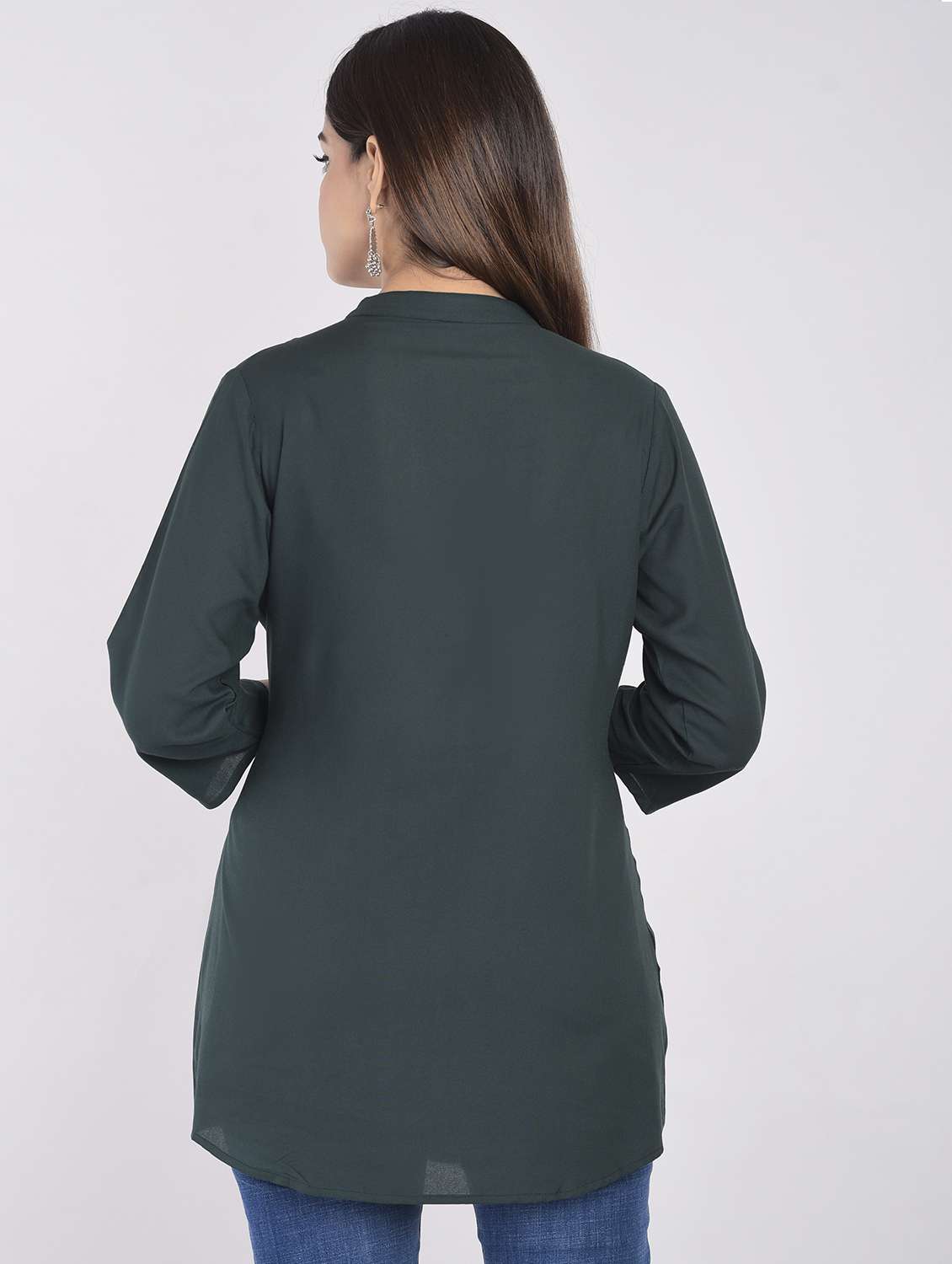 green embroidered detailed regular tunic - 21145381 - Standard Image - 2
