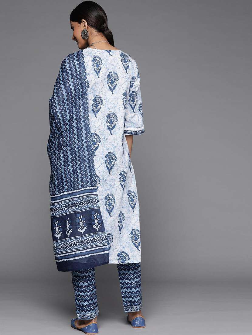 women block print suit set with dupatta - 21145386 - Standard Image - 2