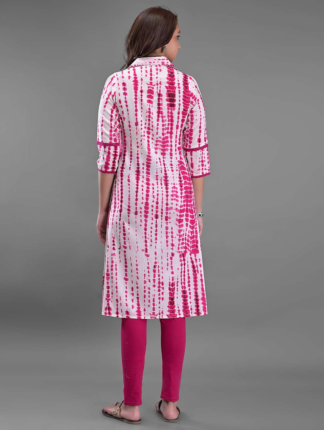 women tie & dyed collared a-line kurta - 21145413 - Standard Image - 2