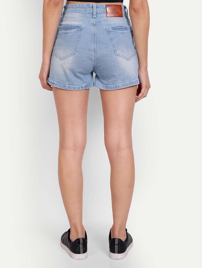 solid light blue denim shorts - 21145467 -  Standard Image - 2