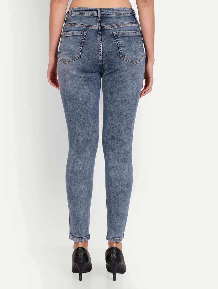 solid blue washed slim fit denim jeans - 21145478 -  Standard Image - 2