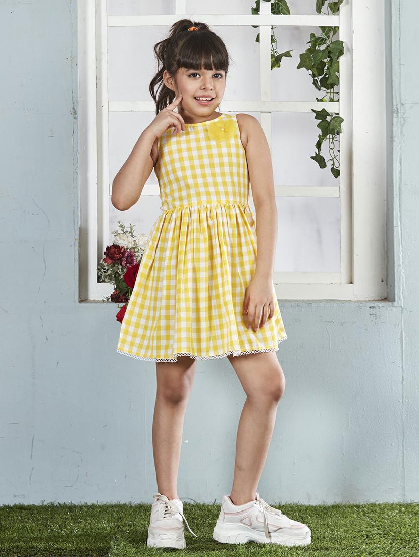girls checkered sleeveless frock