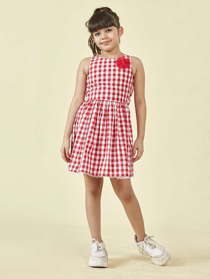 girls checkered sleeveless frock
