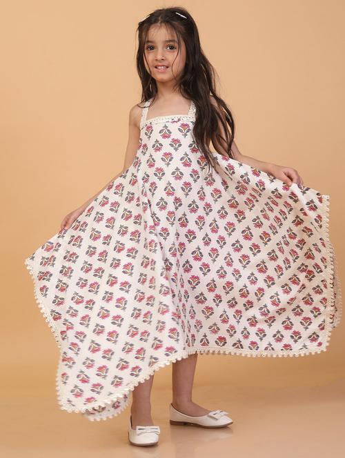 girls printed sleeveless maxi length frock - 21145680 -  Standard Image - 0
