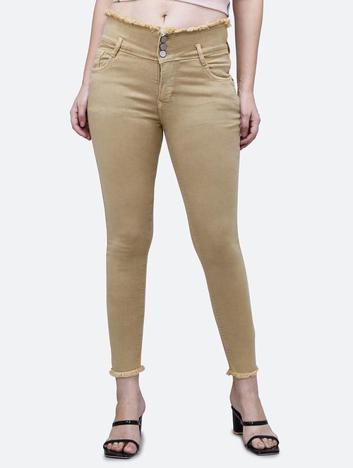 solid beige denim jeans - 21145816 - Standard Image - 0