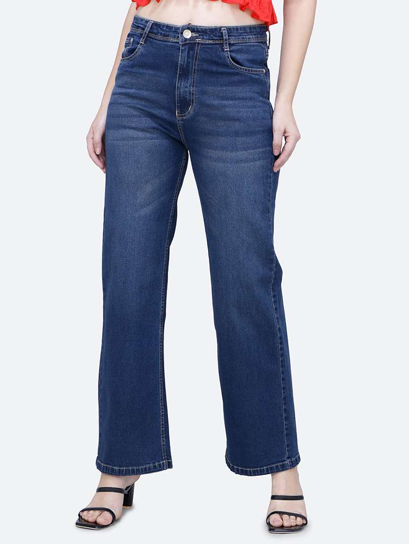 solid blue denim jeans