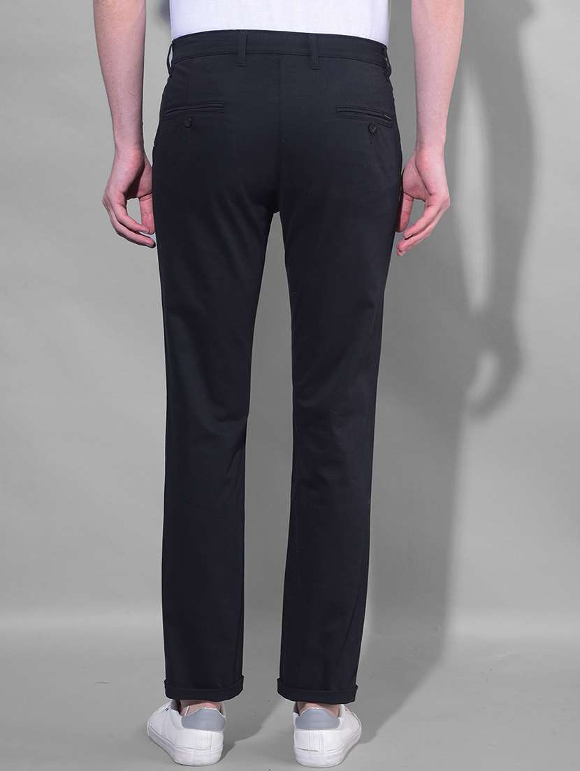 solid black casual chinos trouser - 21145888 - Standard Image - 2