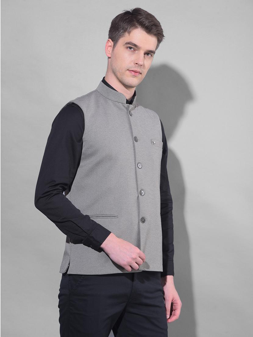 solid grey classic waist coat - 21145911 - Standard Image - 2