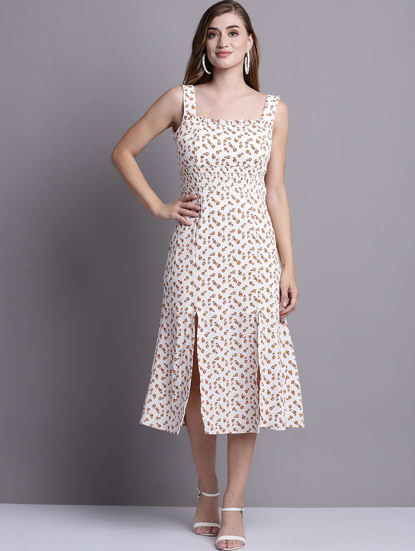 off white printed a-line dress