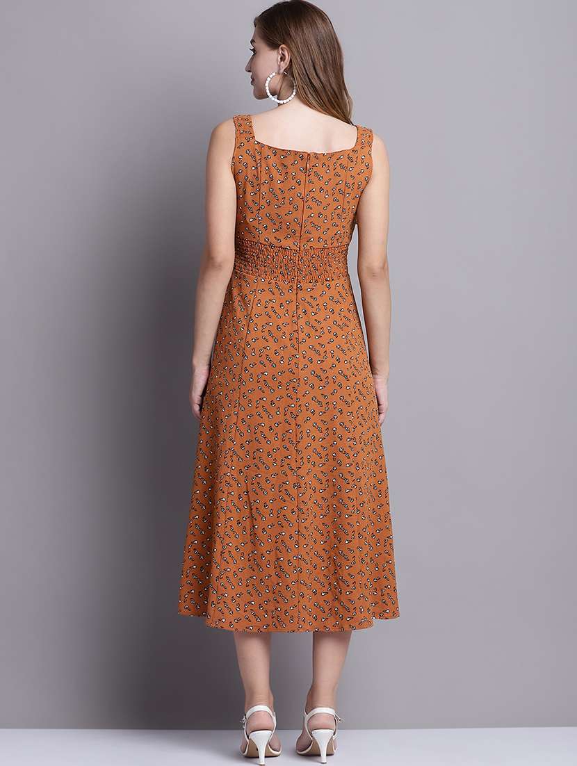 brown printed a-line dress - 21148094 -  Standard Image - 2