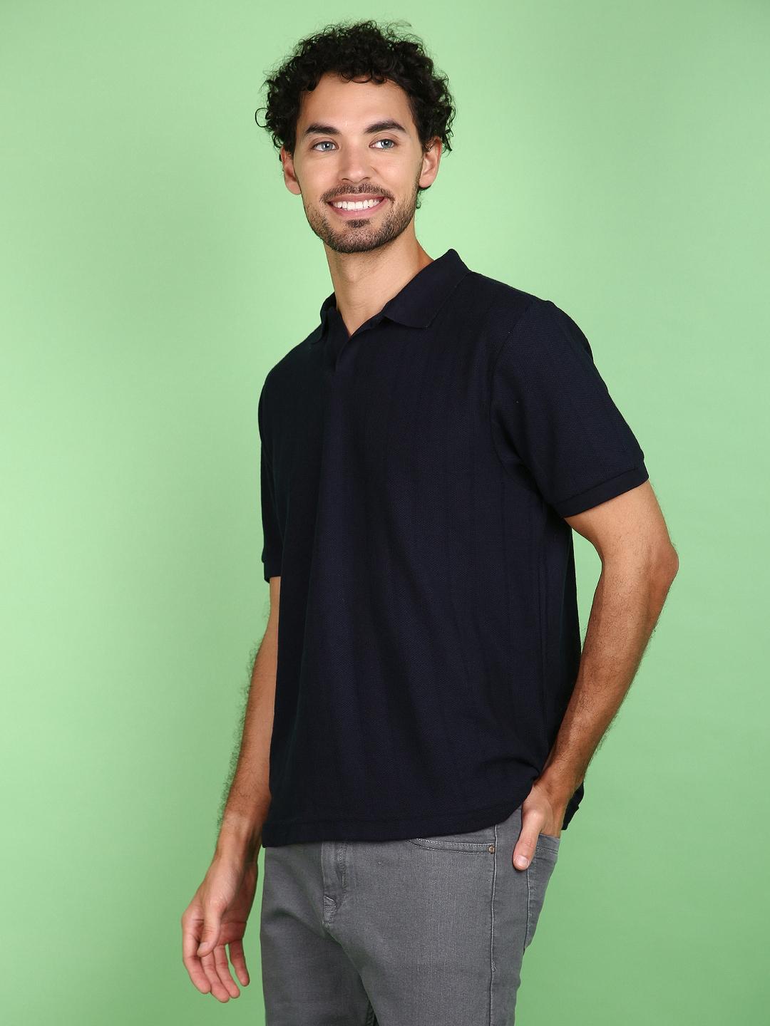 navy blue cotton front print tshirt - 21148122 - Standard Image - 2