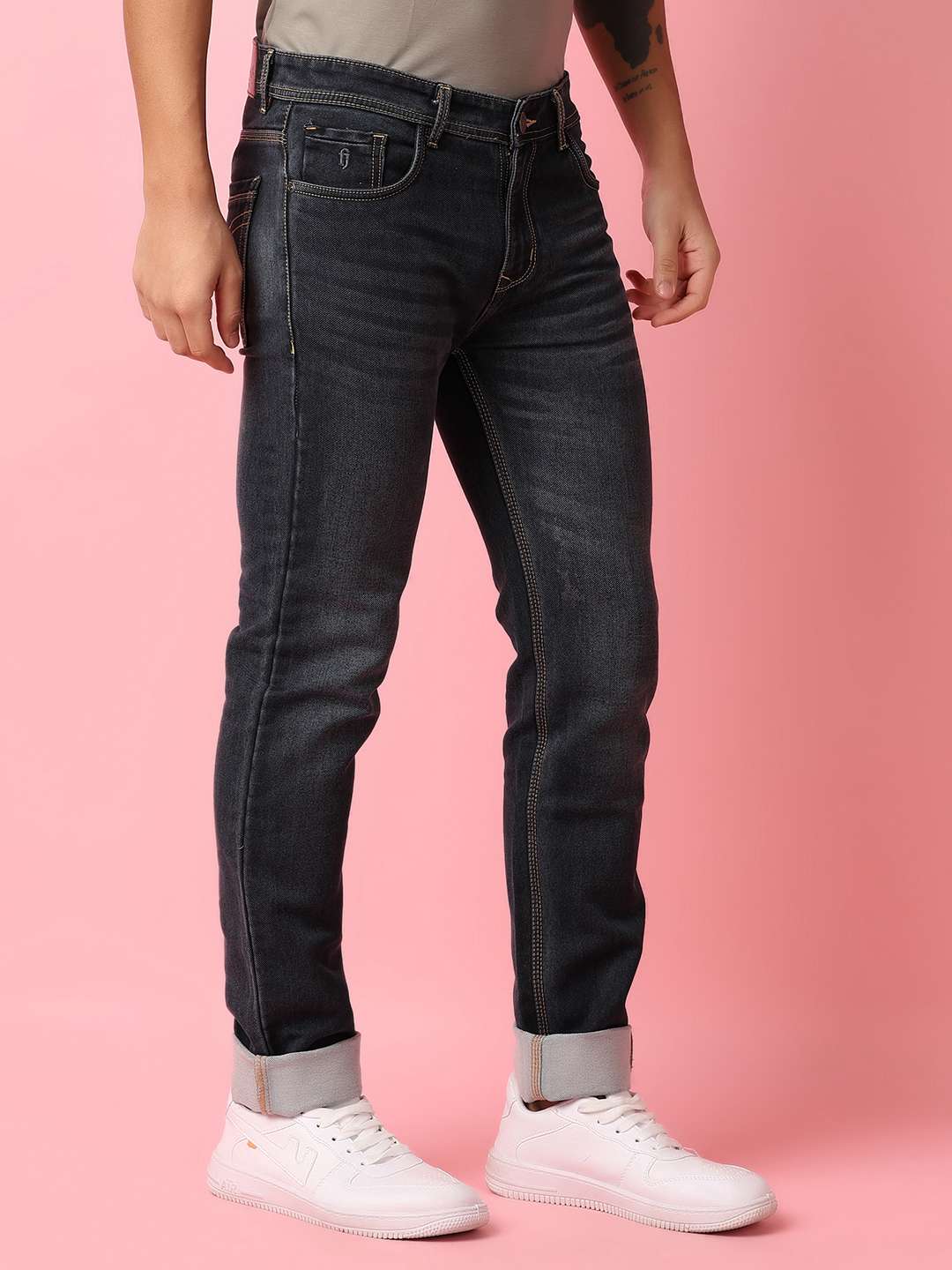 men blue plain jeans - 21148278 -  Standard Image - 2