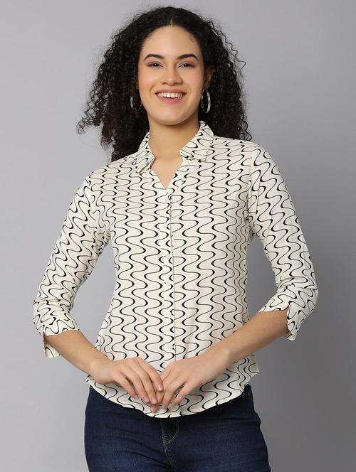 women off white rayon regular shirt - 21148296 - Standard Image - 0