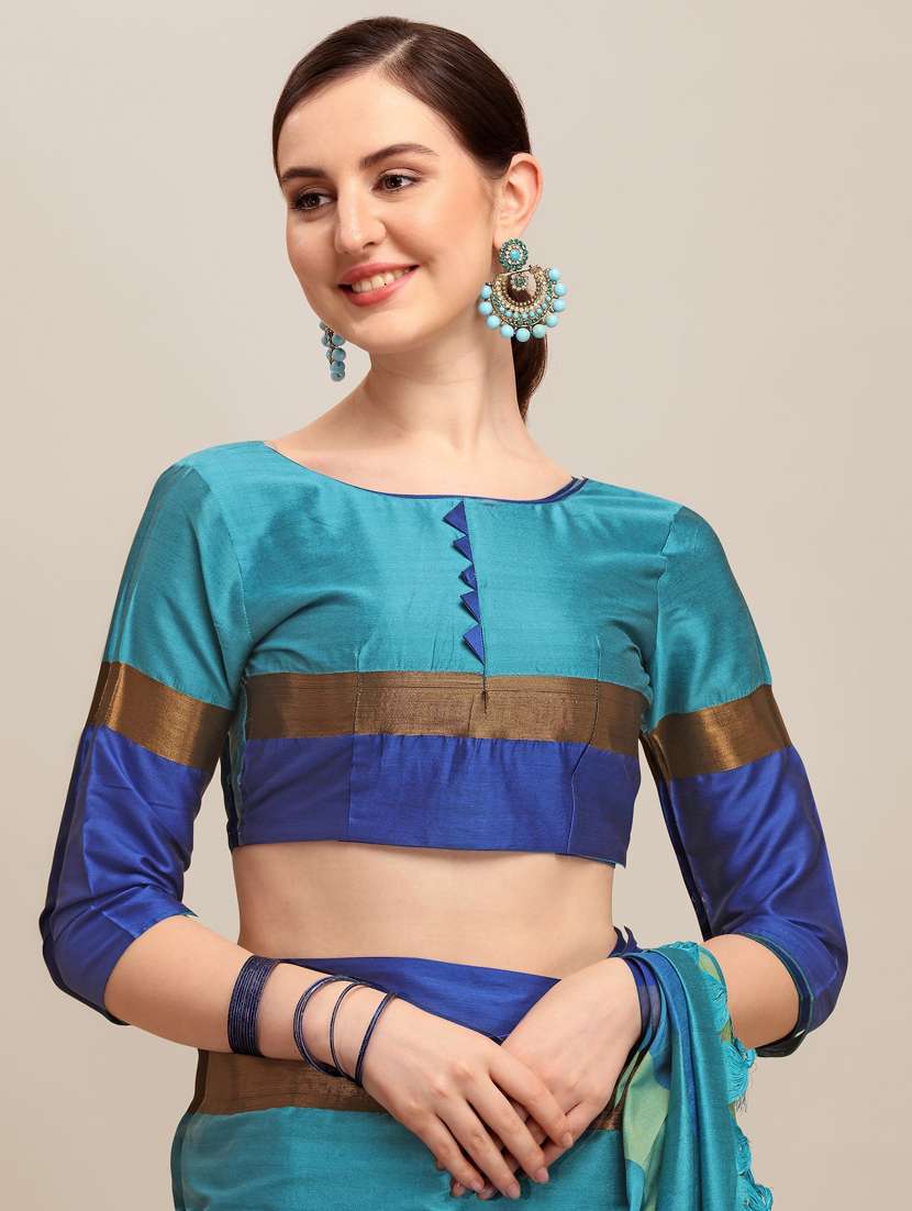 blue cotton silk baluchari saree - 21148563 -  Standard Image - 2