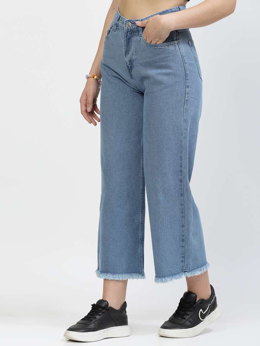 women solid wide leg high rise jean - 21148805 -  Standard Image - 2