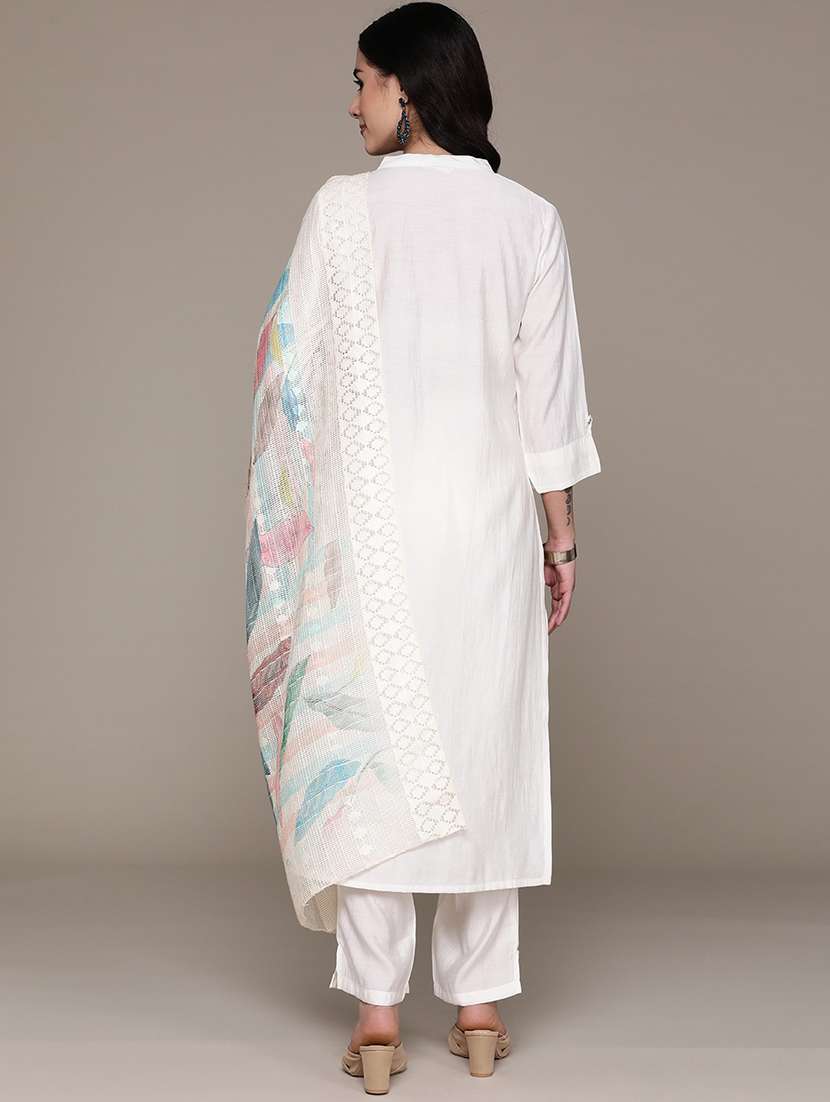 women three quarter sleeve kurta pant with dupatta set - 21150572 -  Standard Image - 2