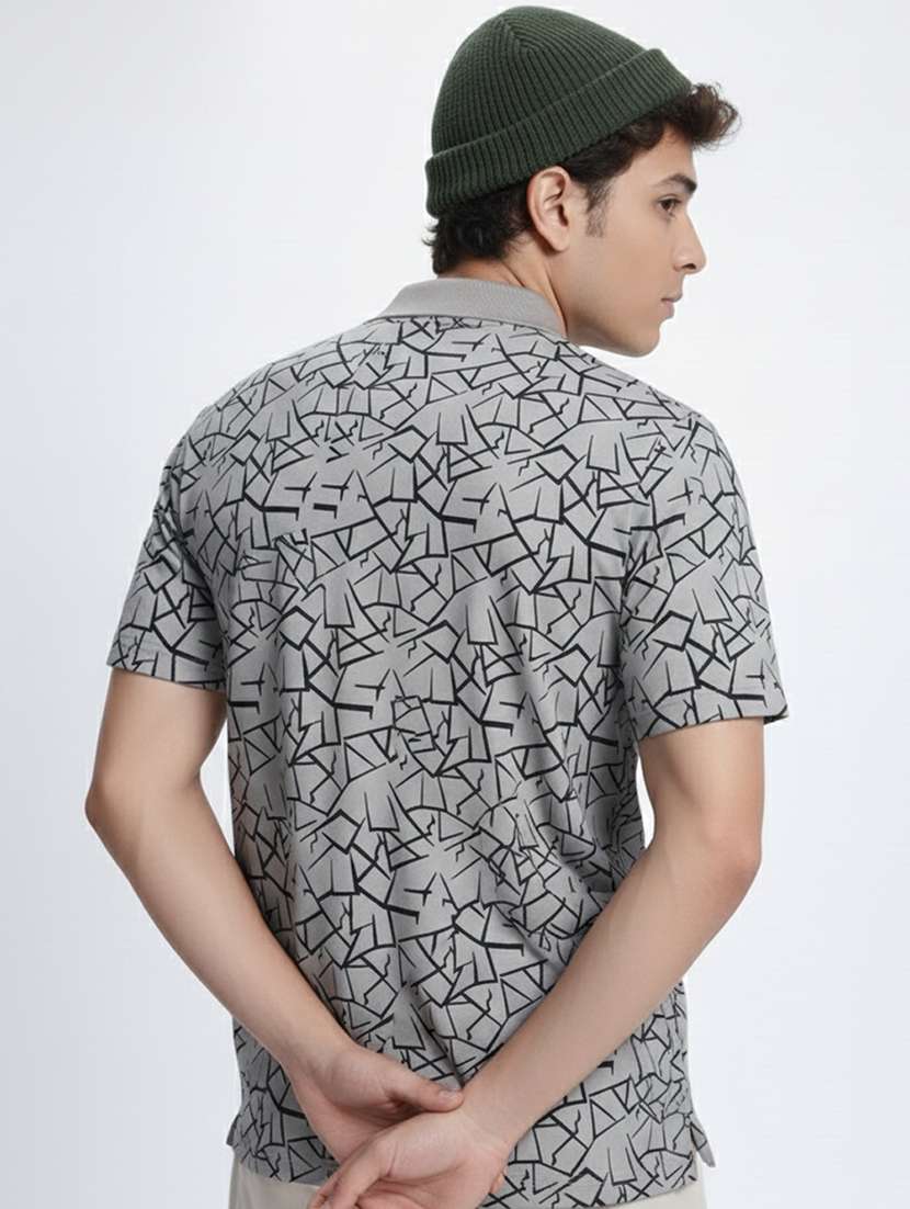 men grey regular fit polo t-shirt - 21150662 -  Standard Image - 2