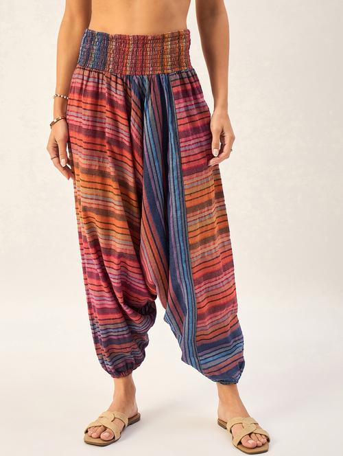 multi colored cotton harem salwars - 21150663 - Standard Image - 0