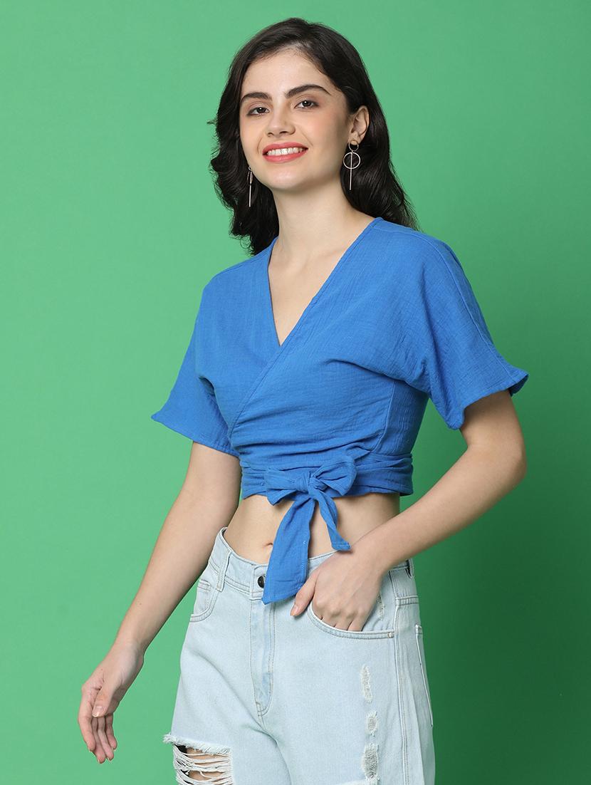 blue cotton regular top - 21151363 - Standard Image - 2