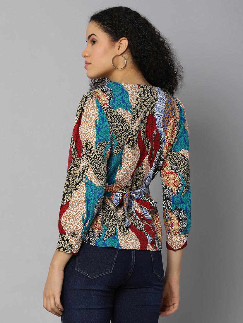 women multi colored polyester regular top - 21151484 - Standard Image - 2