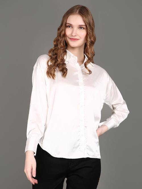 women solid collared long sleeves shirt - 21151488 - Standard Image - 0