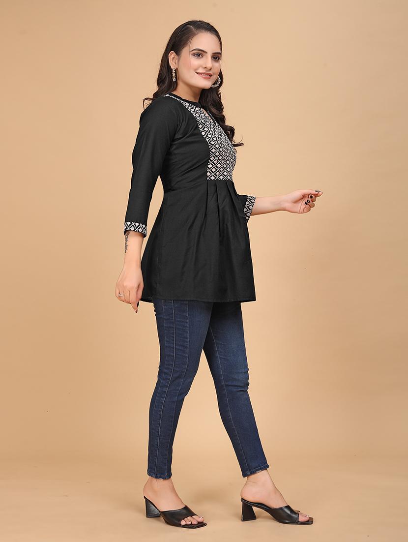 women embroidered flared tunic - 21151662 - Standard Image - 2