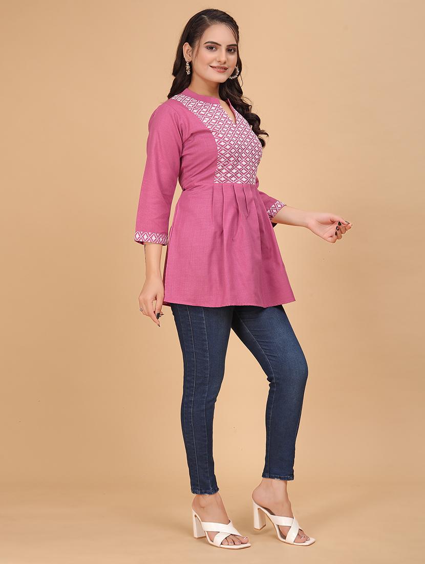 women embroidered flared tunic - 21151664 - Standard Image - 2