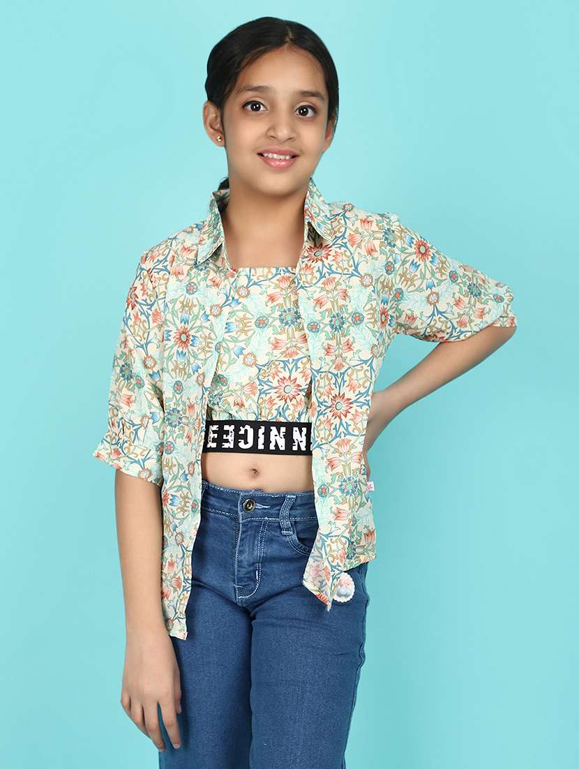 white printed rayon top