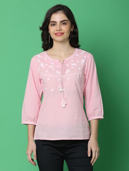 mauve cotton regular top - 21151761 - Standard Image - 0