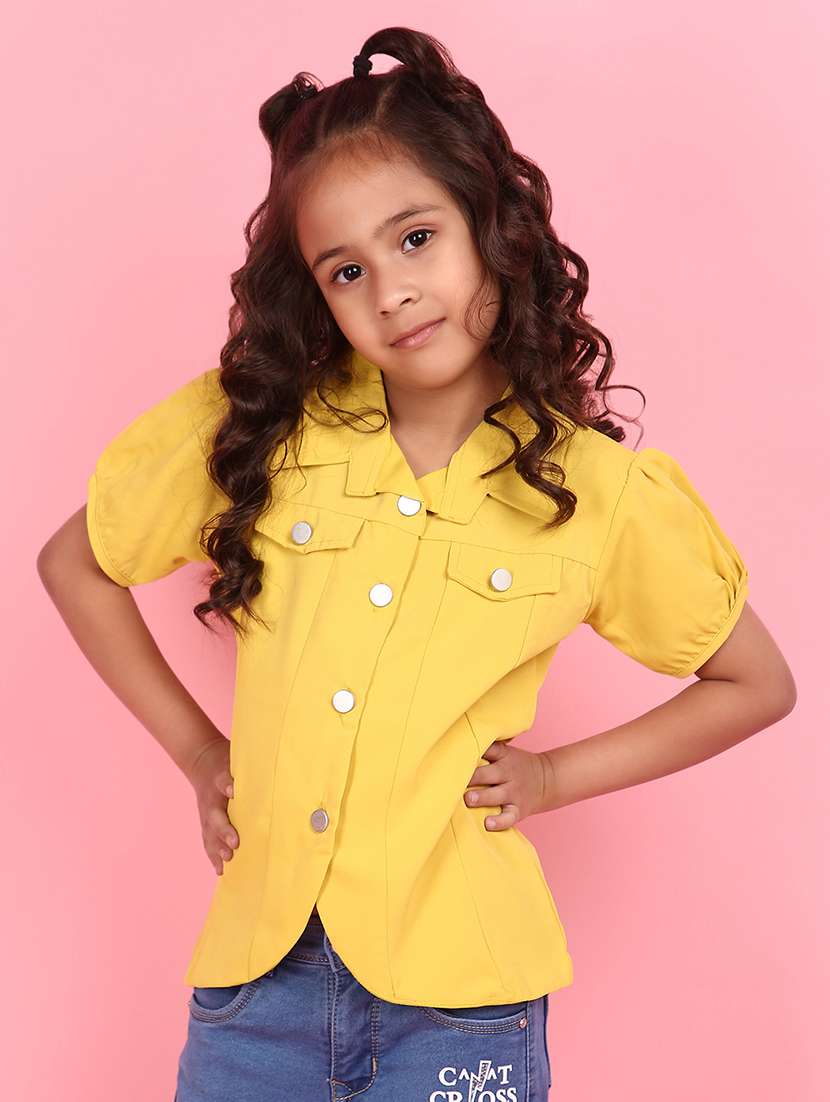 girls mustard solid top