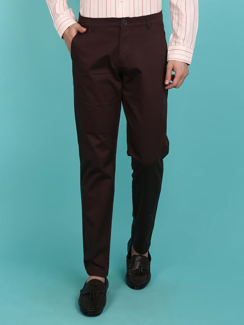 brown cotton blend casual trouser - 21151859 - Zoom Image - 0