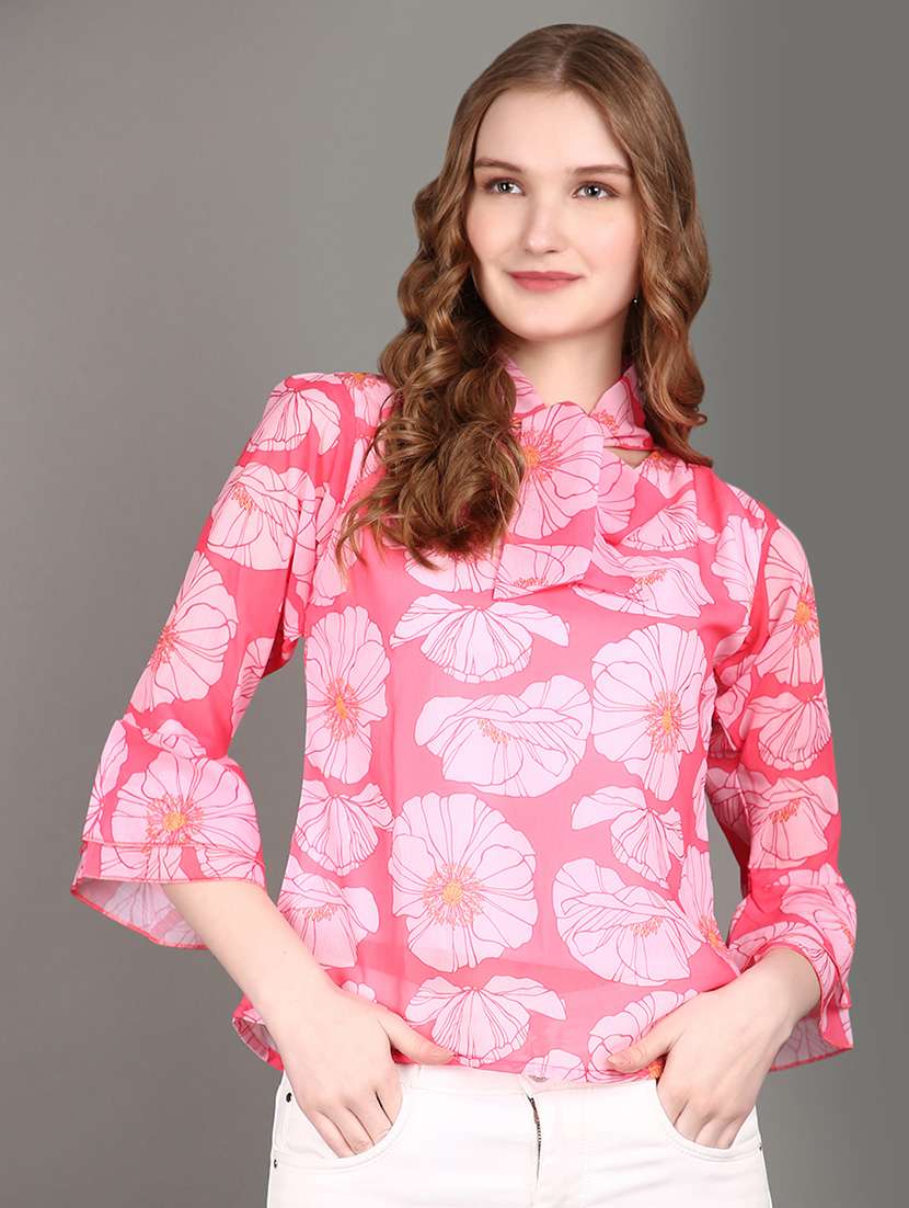 women pink cotton regular top