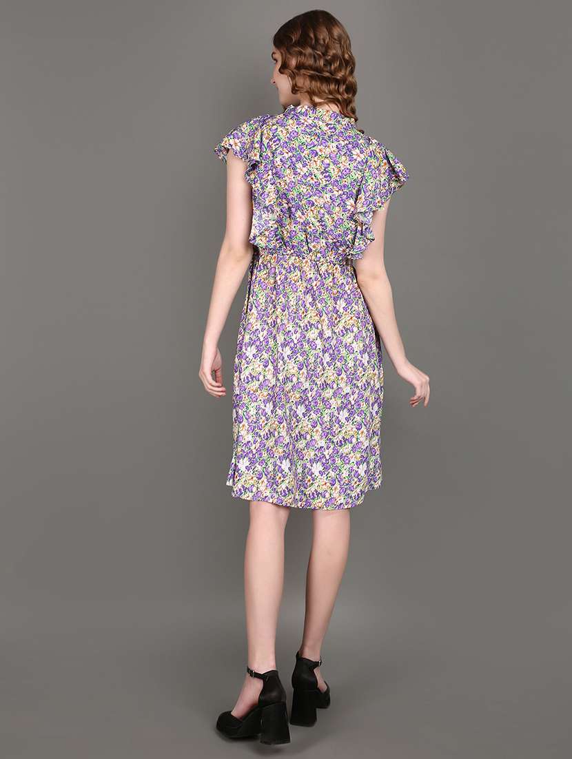 purple cotton fit & flare dress - 21151886 -  Standard Image - 2