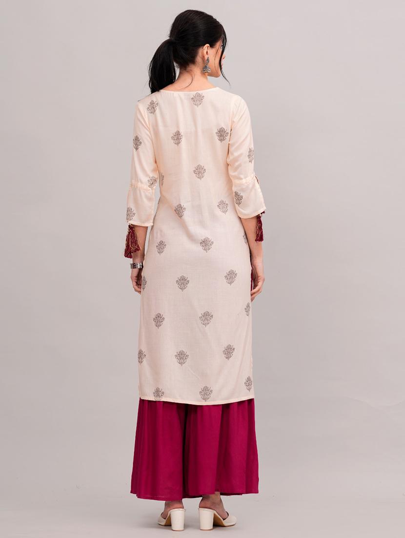 women beige kurta sharara set - 21152655 - Standard Image - 2