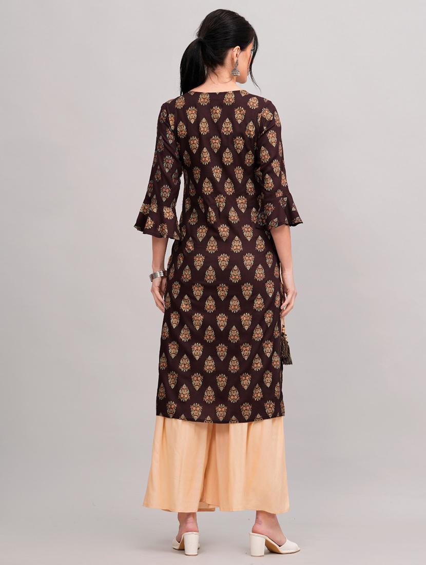 women brown kurta sharara set - 21152661 - Standard Image - 2