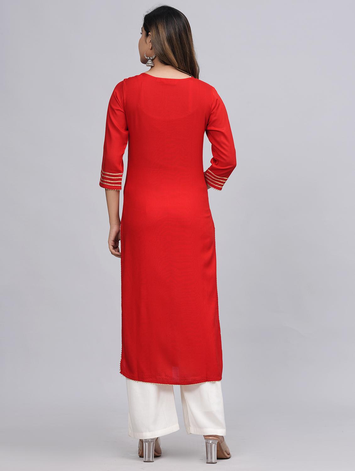 women round neck kurta palazzo set - 21152668 - Standard Image - 2