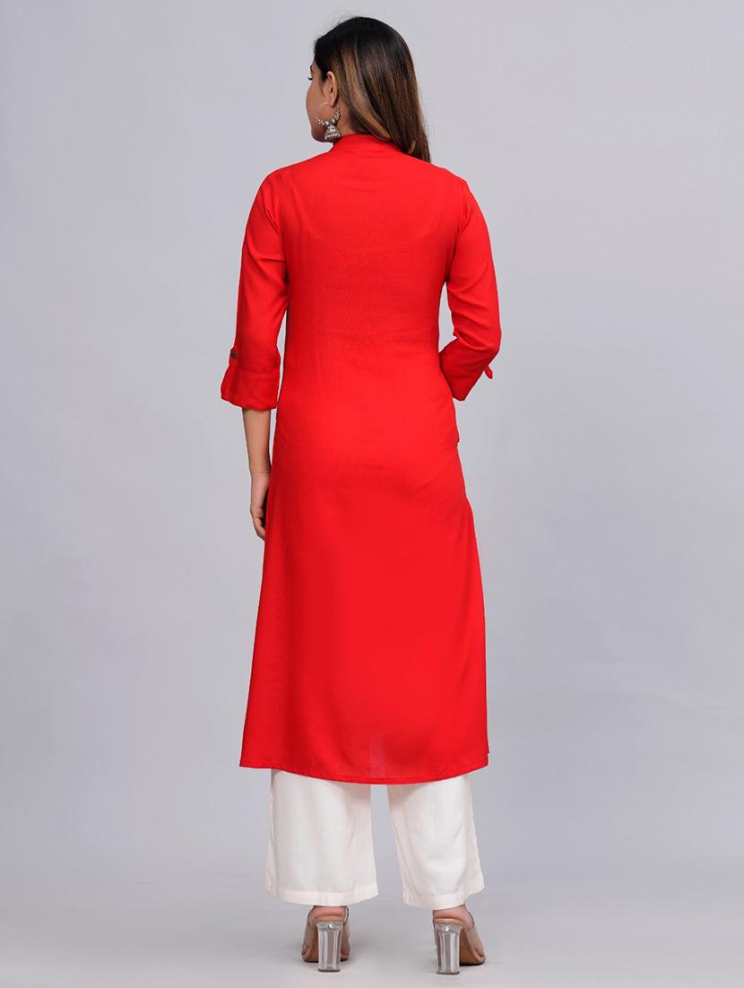women mandarin neck kurta palazzo set - 21152670 - Standard Image - 2