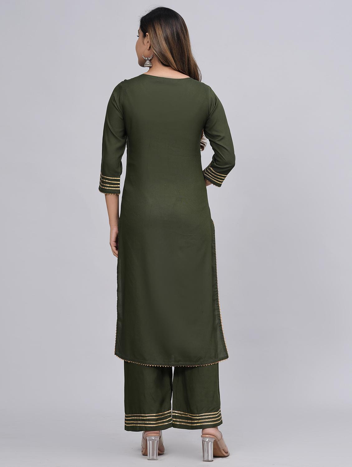 women round neck kurta palazzo set with dupatta - 21152685 - Standard Image - 2