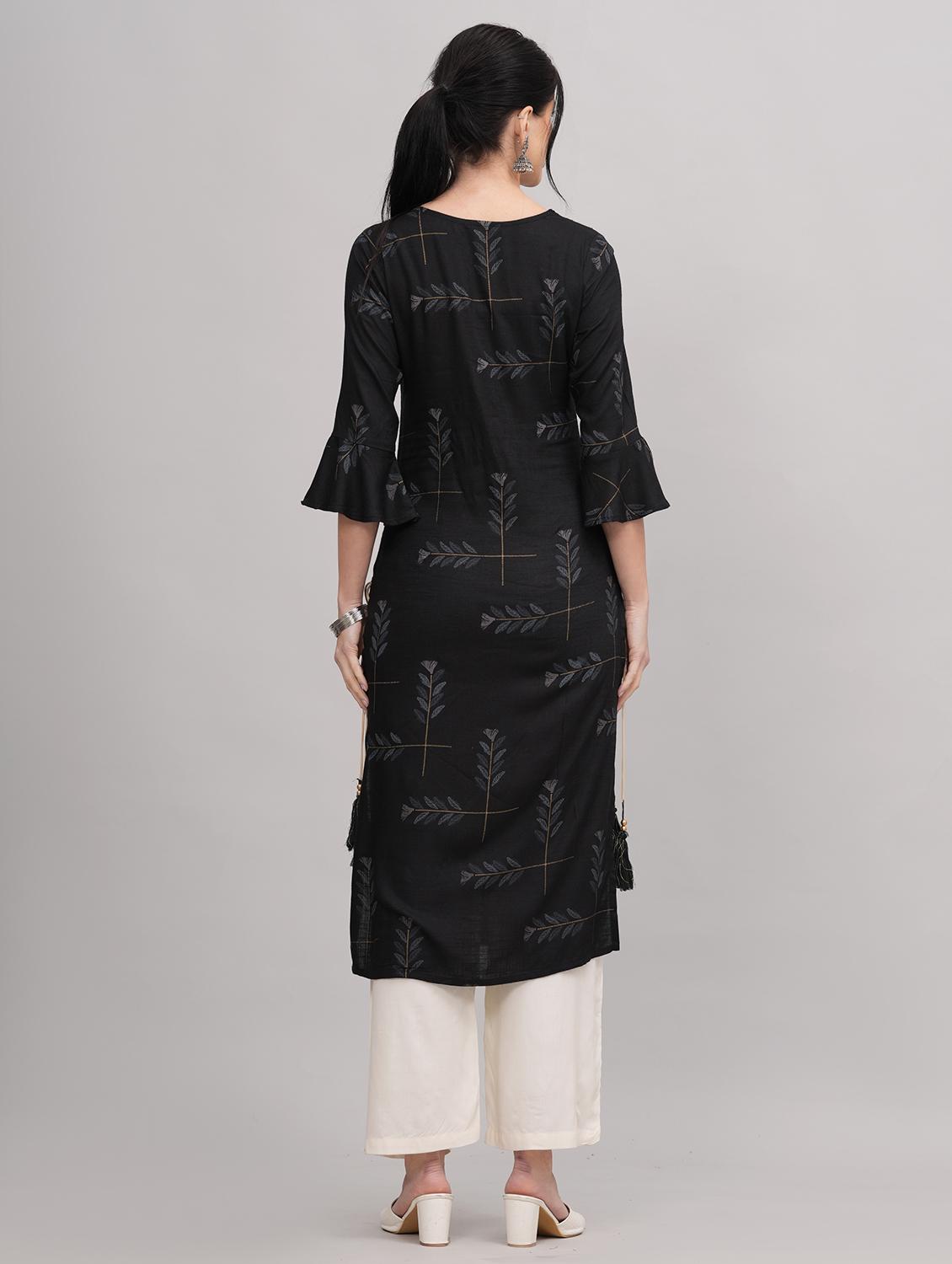 women black kurta palazzo set with dupatta - 21152700 - Standard Image - 2
