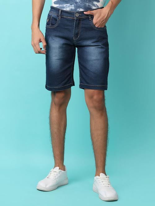 men blue denim shorts - 21153286 - Standard Image - 0