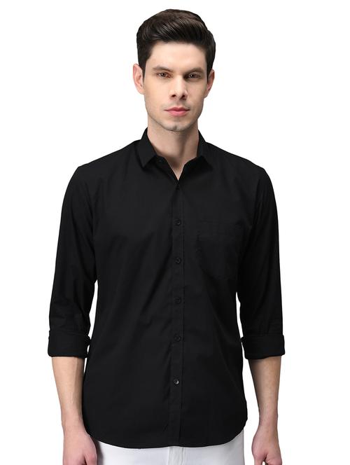 black cotton casual shirt - 21153388 - Standard Image - 0