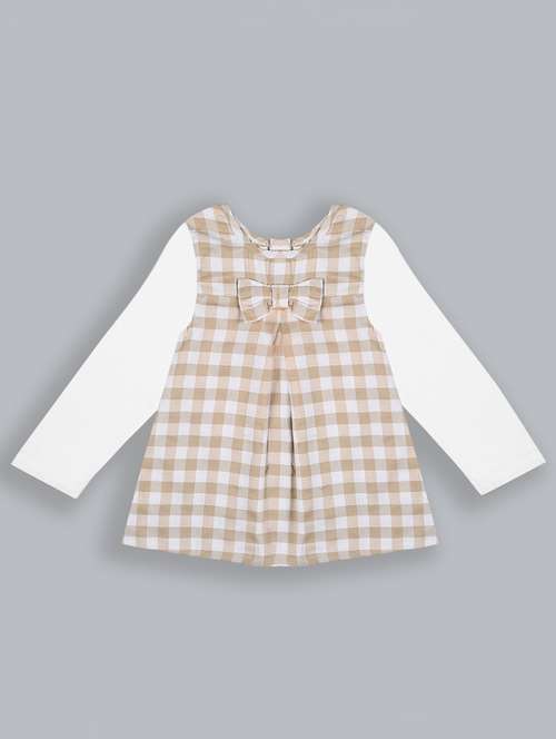women checkered long sleeves frock