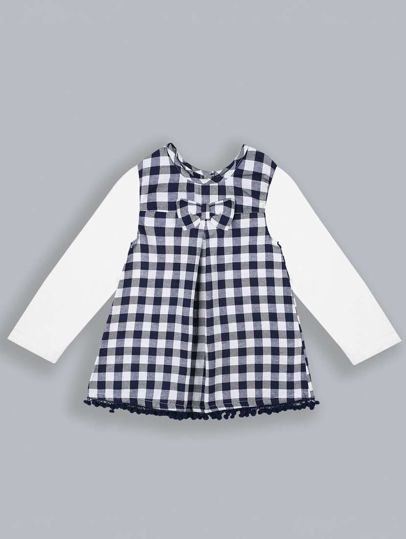 women checkered long sleeves frock