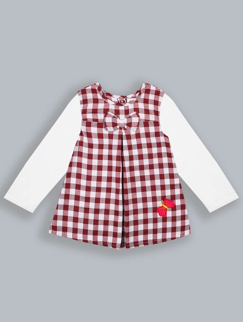 women checkered long sleeves frock